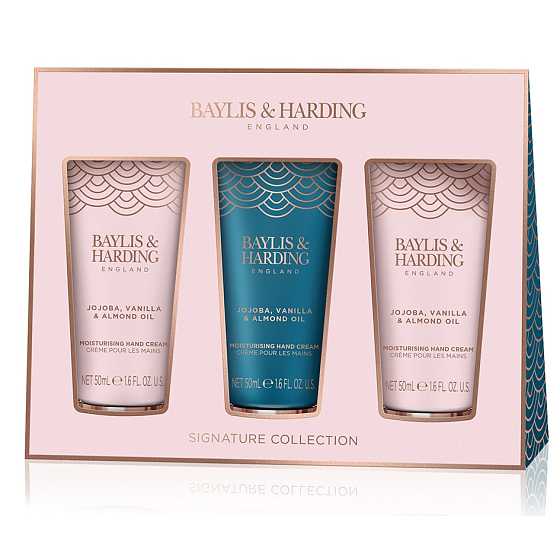 Baylis & Harding Jojoba, vanilka & mandlový olej krém na ruce 3 x 50 ml, kosmetická sada pro ženy
