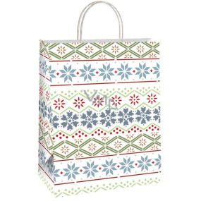 Ditipo Dárková papírová taška 22 x 10 x 29 cm Vánoční barevné vločky