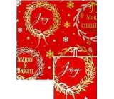 Nekupto Dárkový balicí papír vánoční 70 x 200 cm Tmavě červený, nápis Merry & Bright