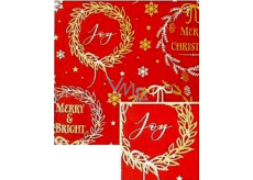 Nekupto Dárkový balicí papír vánoční 70 x 200 cm Tmavě červený, nápis Merry & Bright