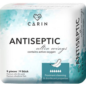 Carin Antiseptic Ultra Wings tenké vložky intimky, 9 ks