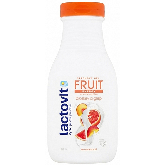 Lactovit Fruit Energy Vitalita a svěžest broskev a grep sprchový gel pro suchou pleť 300 ml
