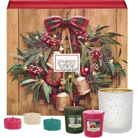 Yankee Candle Adventní kalendář Kniha čajová svíčka 12 kusů + votiv svíčka 12 kusů + svícen, Vánoční dárková sada 2019