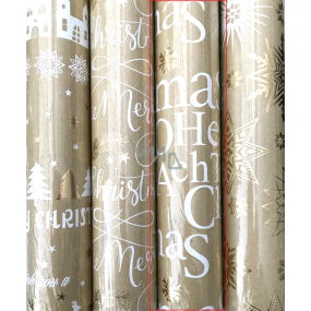 Zoewie Dárkový balicí papír 70 x 150 cm Vánoční Luxusní Urban s ražbou zlatý - Merry Christmas, zlaté vločky