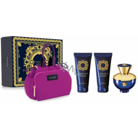 Versace Dylan Blue pour Femme parfémovaná voda 100 ml + tělové mléko 100 ml + sprchový gel 100 ml + kabelka, dárková sada pro ženy