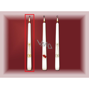 Lima Svatební svíce Zlaté prstýnky svíčka bílá kónická 22 x 250 mm