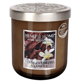 Heart & Home Santalové dřevo a vanilka Sojová vonná svíčka střední hoří až 30 hodin 115 g