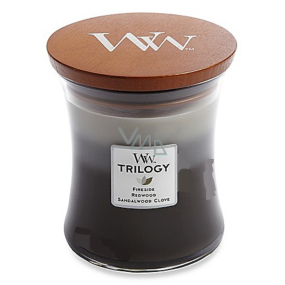 WoodWick Trilogy Warm Woods - Hřejivé dřevo vonná svíčka s dřevěným knotem a víčkem sklo střední 275 g