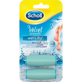 Scholl Velvet Smooth Wet & Dry náhradní hlavice do dobíjecího bezdrátového elektrického pilníku na chodidla 2 kusy