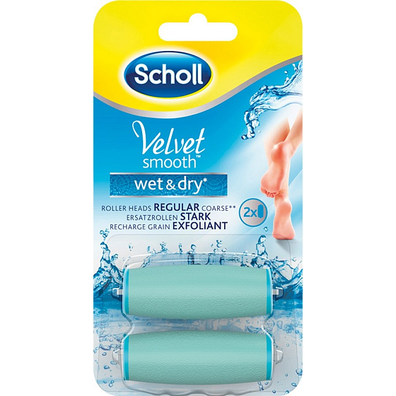 Scholl Velvet Smooth Wet & Dry náhradní hlavice do dobíjecího bezdrátového elektrického pilníku na chodidla 2 kusy