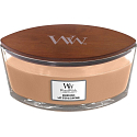 WoodWick Golden Milk - Zlaté mléko vonná svíčka s dřevěným širokým knotem a víčkem loď 453 g
