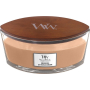 WoodWick Golden Milk - Zlaté mléko vonná svíčka s dřevěným širokým knotem a víčkem loď 453 g