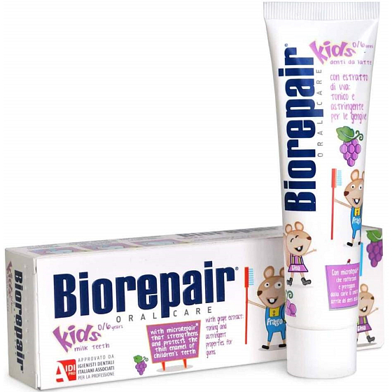 Biorepair Kids Zubní pasta s hroznovou příchutí pro děti 0-6 let 50 ml