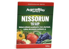 AgroBio Nissorun 10WP insekticidní přípravek pro hubení svilušek v jádrovinách, jahodnících, okrasných rostlinách nebo v zelenině 2 x 2 g