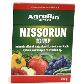 AgroBio Nissorun 10WP insekticidní přípravek pro hubení svilušek v jádrovinách, jahodnících, okrasných rostlinách nebo v zelenině 2 x 2 g 1905495A24005, 12/2025