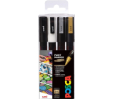 Posca Univerzální sada akrylátových popisovačů 0,9 - 1,3 mm Černá, bílá, zlatá, stříbrná 4 kusy PC-3M