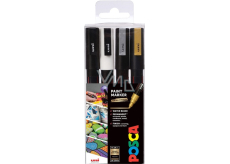 Posca Univerzální sada akrylátových popisovačů 0,9 - 1,3 mm Černá, bílá, zlatá, stříbrná 4 kusy PC-3M