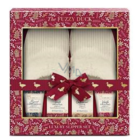 Baylis & Harding Zimní království toaletní mýdlo 50 g + krystalky na koupel chodidel 100 g + krém na chodidla 50 ml + sprchový gel 50 ml + luxusní bačkory, kosmetická sada pro ženy