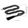 108 Mala Onyx náhrdelník matný meditační šperk, přírodní kámen, vázaný střapec, korálek 8 mm