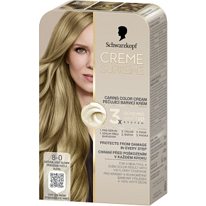 Schwarzkopf Creme Supreme barva na vlasy 8-0 přirozená světlá blond 60 ml Schwarzkopf Creme Supreme barva na vlasy 8-0 přirozená světlá blond 60 ml