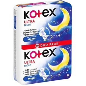 Kotex Ultra Night Duo Pack dámské vložky, 12 ks