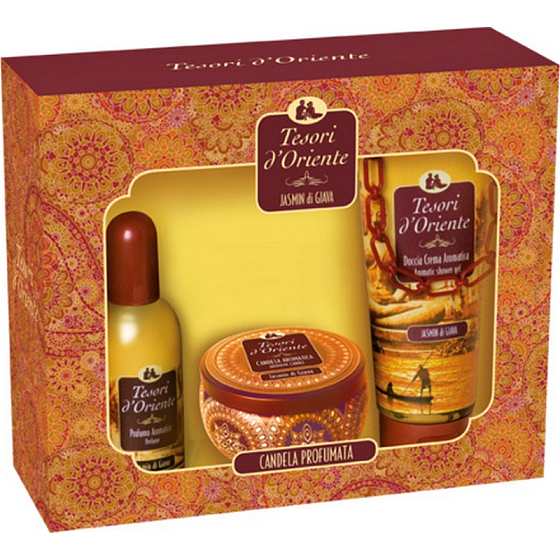 Tesori d Oriente Jasmin di Giava - Jávský jasmín toaletní voda 100 ml + sprchový gel 250 ml + orientální svíčka 109 g, pro ženy dárková sada