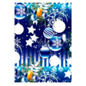 Ditipo Dárkový balicí papír 70 x 200 cm Vánoční Luxusní modrý stříbrné ozdoby