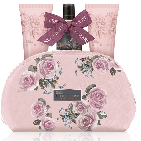 Baylis & Harding Okvětní lístky růže sprchový krém 100 ml + mléko na ruce a tělo 100 ml + tělový sprej 100 ml + kosmetická kabelka dárková sada