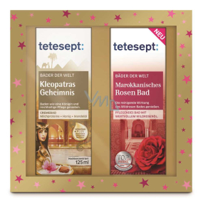 Tetesept Kleopatřino tajemství krémová koupel 125 ml + Marocká růžová lázeň pečující koupelový olej koncentrát 125 ml, kosmetická sada