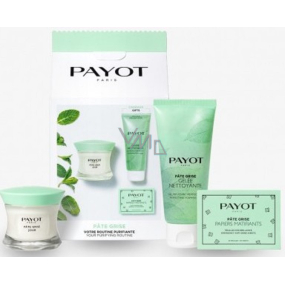 Payot Pate Grise Jour denní zmatňující nemastný purifikační gel 50 ml + Nettoayante pěnící gel pro dokonalou pleť 200 ml + Papiers Matifiants SOS Brillance zmatňující papírky 50 kusů, kosmetická sada 2021