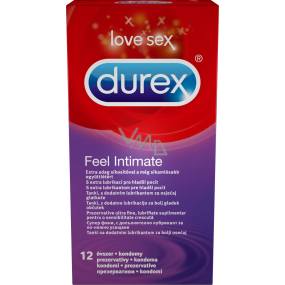 Durex Feel Intimate kondom tenký s extra lubrikací nominální šířka: 56 mm 12 kusů