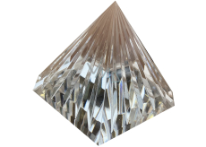 Skleněná pyramida rýhovaná 50 mm křišťál - skleněné těžítko