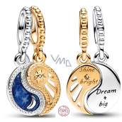 Charm Sterlingové stříbro 925 Jin & Jang, slunce a měsíc dělitelný přívěsek na náramek, symbol
