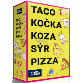Albi Taco, kočka, koza, sýr, pizza postřehová karetní hra doporučený věk 8+