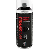 BALSPREJ vrchní univerzální akrylová barva ve spreji, RAL 9005 černý mat, 400 ml