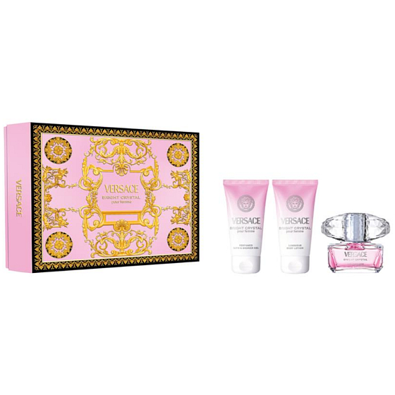 Versace Bright Crystal toaletní voda 50 ml + tělové mléko 50 ml + sprchový gel 50 ml, dárková sada pro ženy
