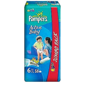 Pampers Active Baby 6 Extra Large 16+kg plenkové kalhotky 58 kusů