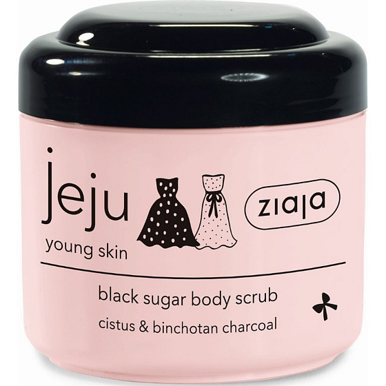 Ziaja Jeju Černý cukrový tělový peeling s protizánětlivými a antibakteriálními účinky 200 ml