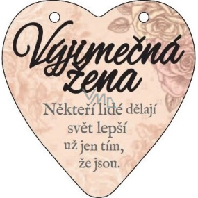 Albi Závěsná plaketka srdce Výjimečná žena 9 x 10 cm