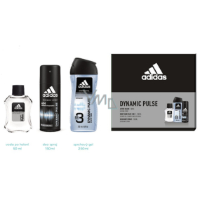 Adidas Dynamic Pulse voda po holení 50 ml + 3v1 sprchový gel na tělo a vlasy 250 ml + deodorant sprej 150 ml, kosmetická sada