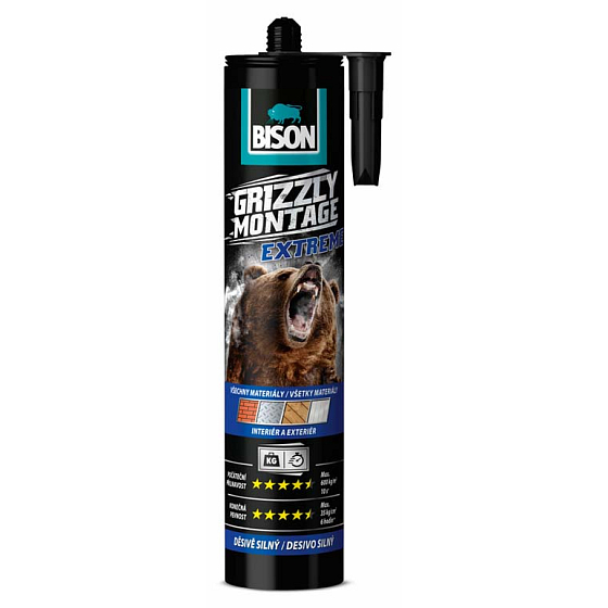 Bison Grizzly Montage Extreme White silné a rychlé montážní lepidlo 435 g