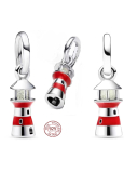 Charm Sterlingové stříbro 925 Maják zářící ve tmě, přívěsek na náramek symbol