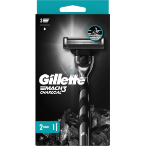 Gillette Mach3 Charcoal holící stojek + náhradní hlavice 2 kusy pro muže