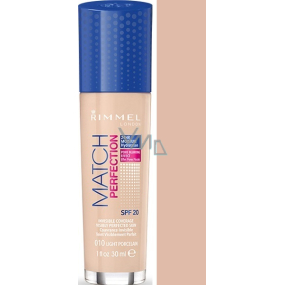 Rimmel London Match Perfection Foundation SPF20 make-up 010 Light Porcelain 30 ml