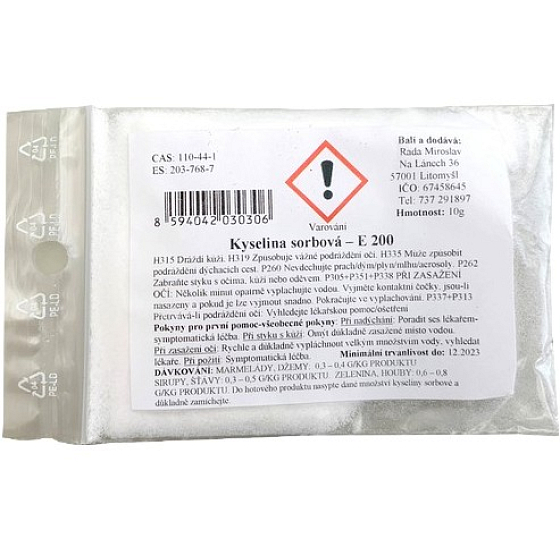 Kyselina sorbová E 200 pro potraviny 10 g