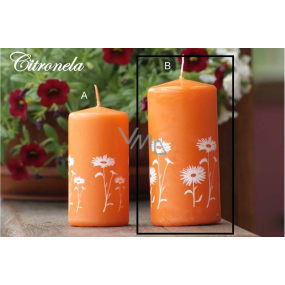 Lima Citronela repelentní svíčka proti komárům vonná s motivem květin oranžová válec 60 x 120 mm