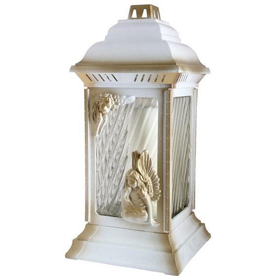 Bispol Lampa skleněná Velká bílá s andělem 36 cm 5 dní