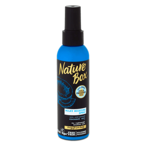 Nature Box Kokos Hydratační vlasový sprej se pro všechny typy vlasů, bez fixace 100% za studena lisovaným olejem, vhodné pro vegany 150 ml