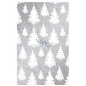 Ditipo Dárkový balicí papír 70 x 200 cm Luxusní stříbrný bílé stromky různé velikosti