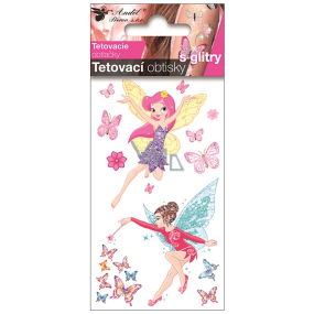 Tetovací obtisky barevné s glitry Víly 10,5 x 6 cm